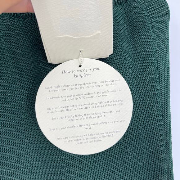 Baobab | NWT Kairi Maxi Dress Cucumber Emerald Green One Shoulder Knit M - Picture 7 of 15